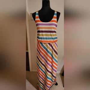 Multiple colored stripe maxi dress size S.